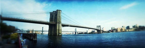 Brooklyn Bridge: Bridge across a river, Brooklyn Bridge, East River, Brooklyn, New York City, New York State, USA by Panoramic Images