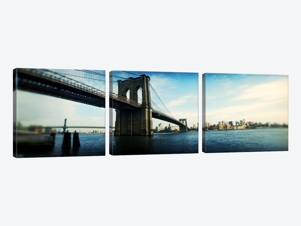 Bridge across a river, Brooklyn Bridge, East River, Brooklyn, New York City, New York State, USA #2 by Panoramic Images 3-piece Canvas Wall Art