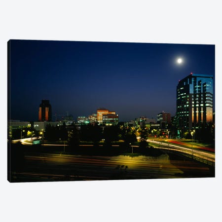 Buildings lit up at night, Sacramento, California, USA Canvas Print #PIM804} by Panoramic Images Canvas Art Print