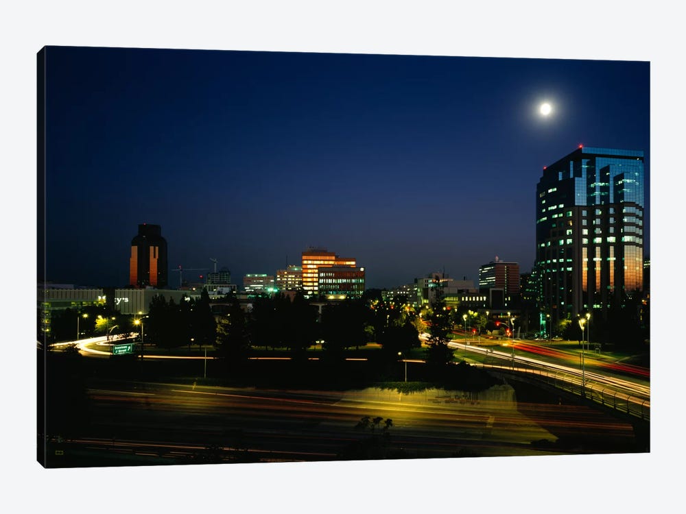 Buildings lit up at night, Sacramento, California, USA by Panoramic Images 1-piece Art Print