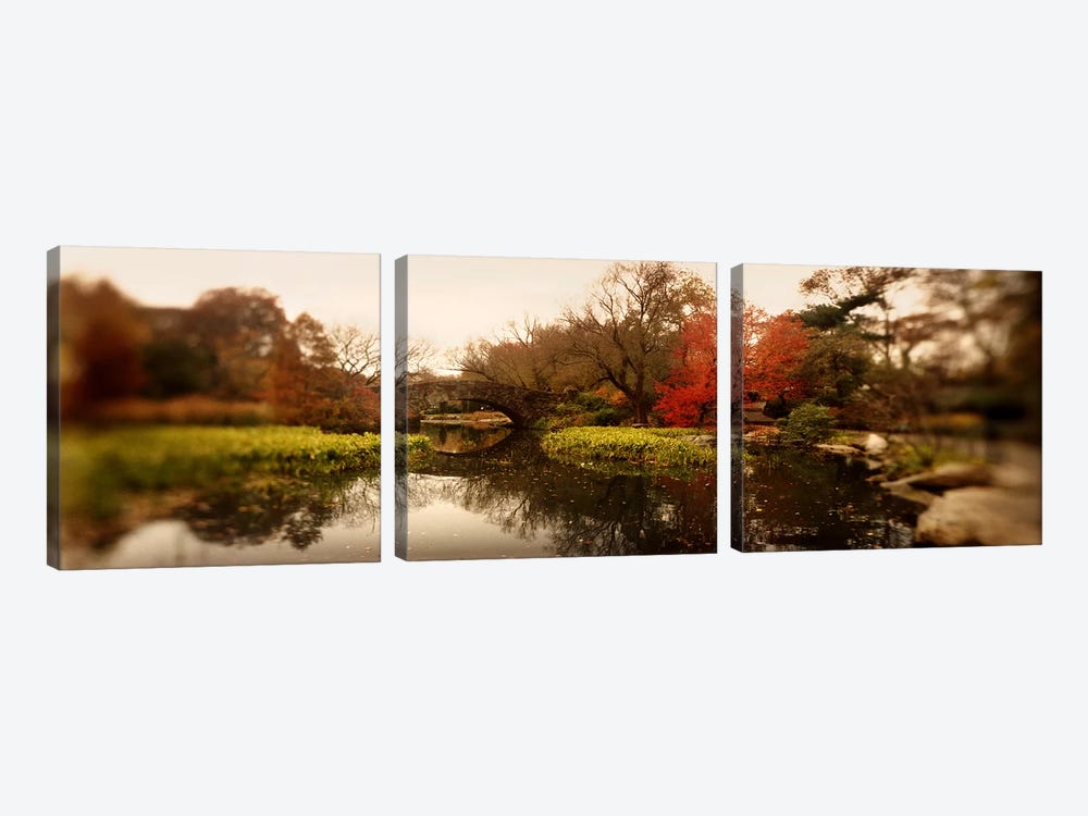 Pond in a park, Central Park, Manhattan, New York City, New York State, USA by Panoramic Images 3-piece Canvas Artwork