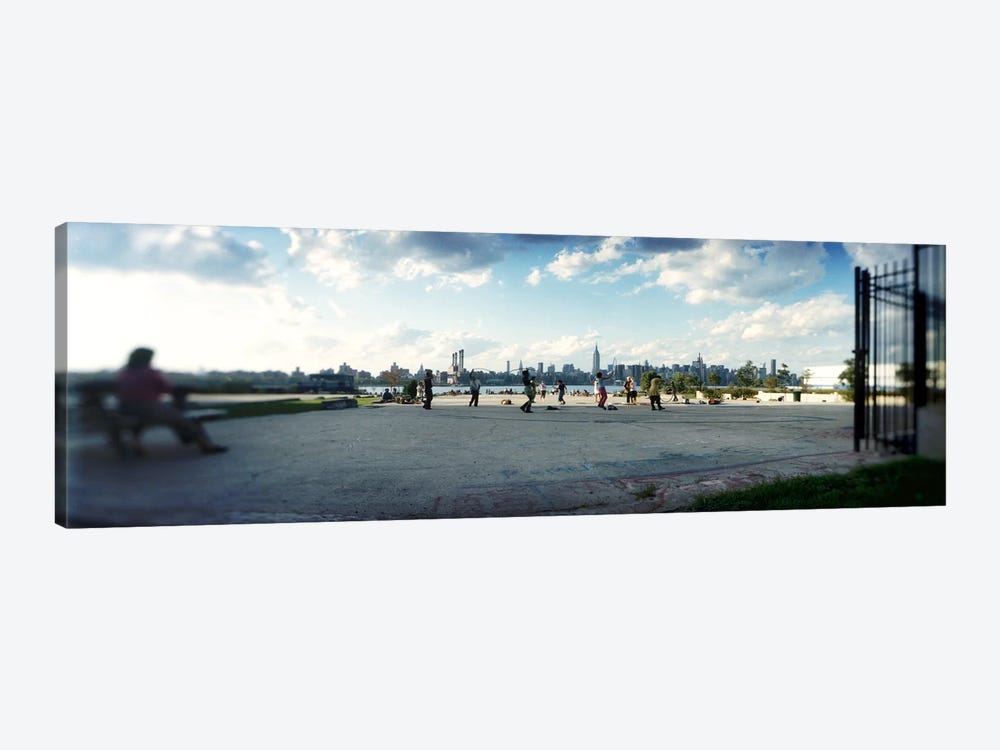 People in a park, East River Park, East River, Williamsburg, Brooklyn, New York City, New York State, USA by Panoramic Images 1-piece Canvas Art Print