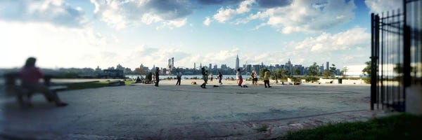 Brooklyn: People in a park, East River Park, East River, Williamsburg, Brooklyn, New York City, New York State, USA by Panoramic Images