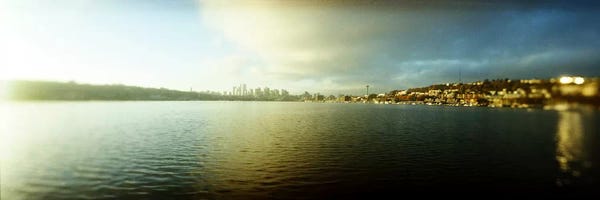 City at the waterfront with Gasworks Park in the background, Seattle, King County, Washington State, USA