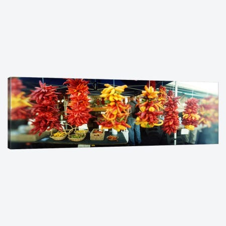 Strands of chili peppers hanging in a market stall, Pike Place Market, Seattle, King County, Washington State, USA Canvas Print #PIM8055} by Panoramic Images Canvas Art Print
