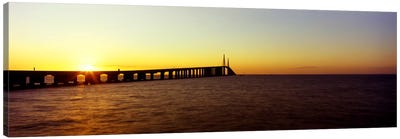 Bridge at sunrise, Sunshine Skyway Bridge, Tampa Bay, St. Petersburg, Pinellas County, Florida, USA Canvas Art Print - Tampa Art