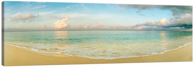 Cloudy Beachscape, Seven Mile Beach, Grand Cayman, Cayman Islands Canvas Art Print - Panoramic Photography