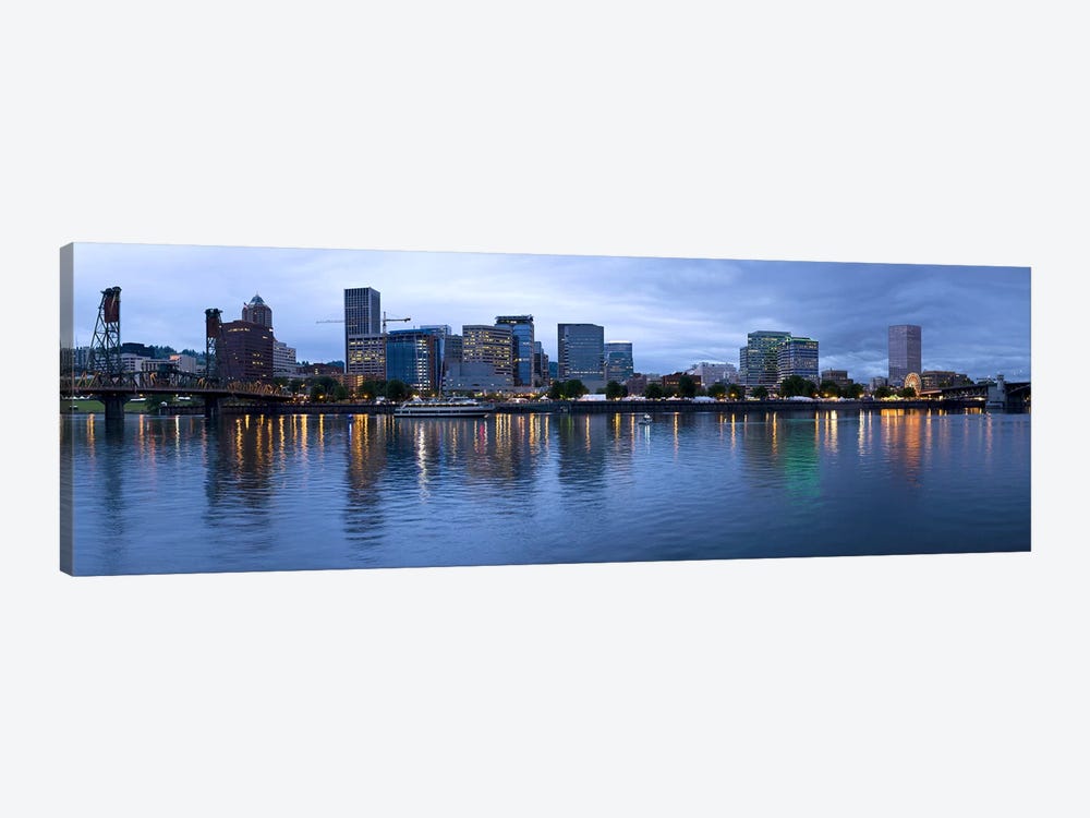 Skyline as seen from the Vera Katz Eastbank Esplanade, Willamette River, Portland, Multnomah County, Oregon, USA #2 by Panoramic Images 1-piece Canvas Print