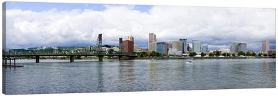 Skyline as seen from the Vera Katz Eastbank Esplanade, Willamette River, Portland, Multnomah County, Oregon, USA #3 Canvas Art Print - Portland Art