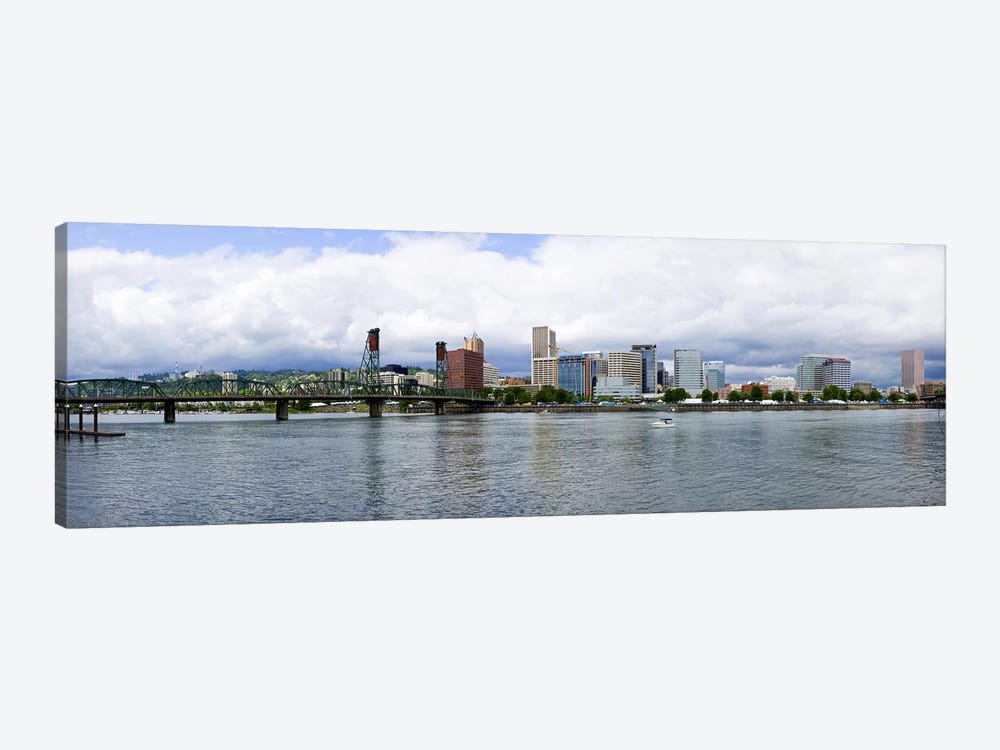 Skyline as seen from the Vera Katz Eastbank Esplanade, Willamette River, Portland, Multnomah County, Oregon, USA #3 by Panoramic Images 1-piece Canvas Artwork