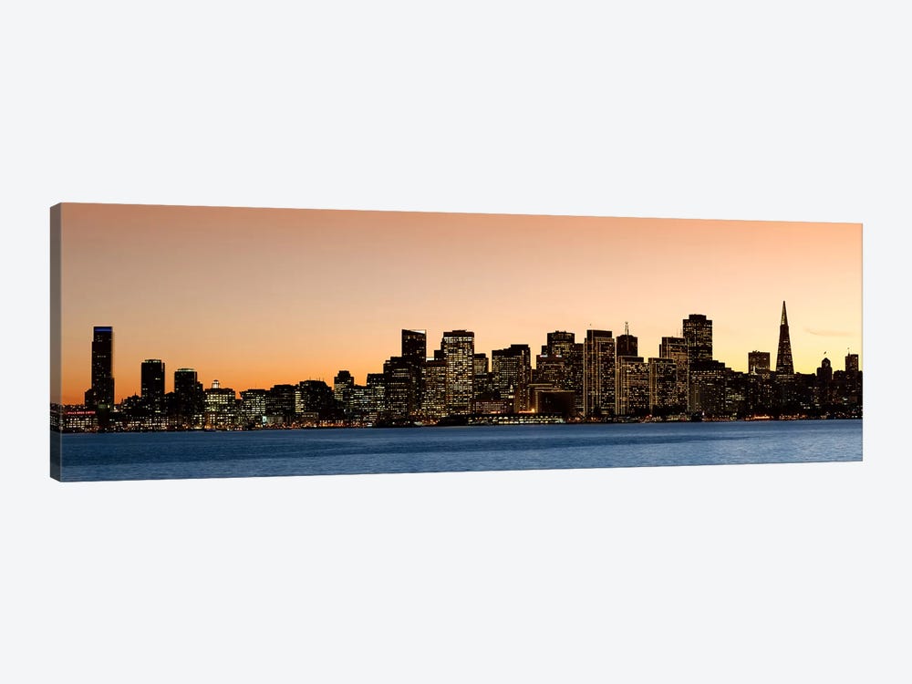 Buildings lit up at dusk, San Francisco, California, USA 2010 by Panoramic Images 1-piece Canvas Art