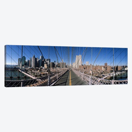 360 degree view of a bridge, Brooklyn Bridge, East River, Brooklyn, New York City, New York State, USA Canvas Print #PIM8099} by Panoramic Images Canvas Artwork