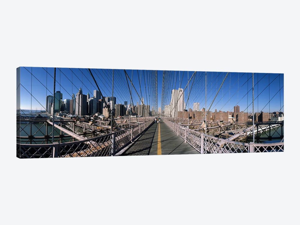 360 degree view of a bridge, Brooklyn Bridge, East River, Brooklyn, New York City, New York State, USA by Panoramic Images 1-piece Canvas Print