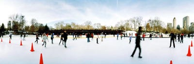 360 degree view of tourists ice skating, Wollman Rink, Central Park, Manhattan, New York City, New York State, USA by Panoramic Images canvas print