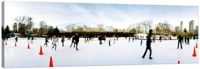 360 degree view of tourists ice skating, Wollman Rink, Central Park, Manhattan, New York City, New York State, USA Canvas Art Print - Winter Art