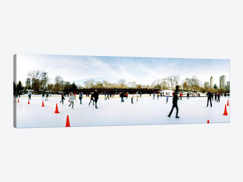 360 degree view of tourists ice skating, Wollman Rink, Central Park, Manhattan, New York City, New York State, USA by Panoramic Images 1-piece Art Print