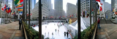 360 degree view of a city, Rockefeller Center, Manhattan, New York City, New York State, USA by Panoramic Images framed canvas print