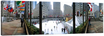 360 degree view of a city, Rockefeller Center, Manhattan, New York City, New York State, USA Canvas Art Print - Ice Skating Art