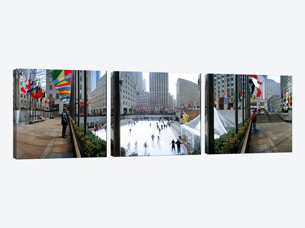 360 degree view of a city, Rockefeller Center, Manhattan, New York City, New York State, USA by Panoramic Images 3-piece Canvas Artwork