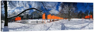 360 degree view of gates in an urban park, The Gates, Central Park, Manhattan, New York City, New York State, USA Canvas Art Print - City Park Art