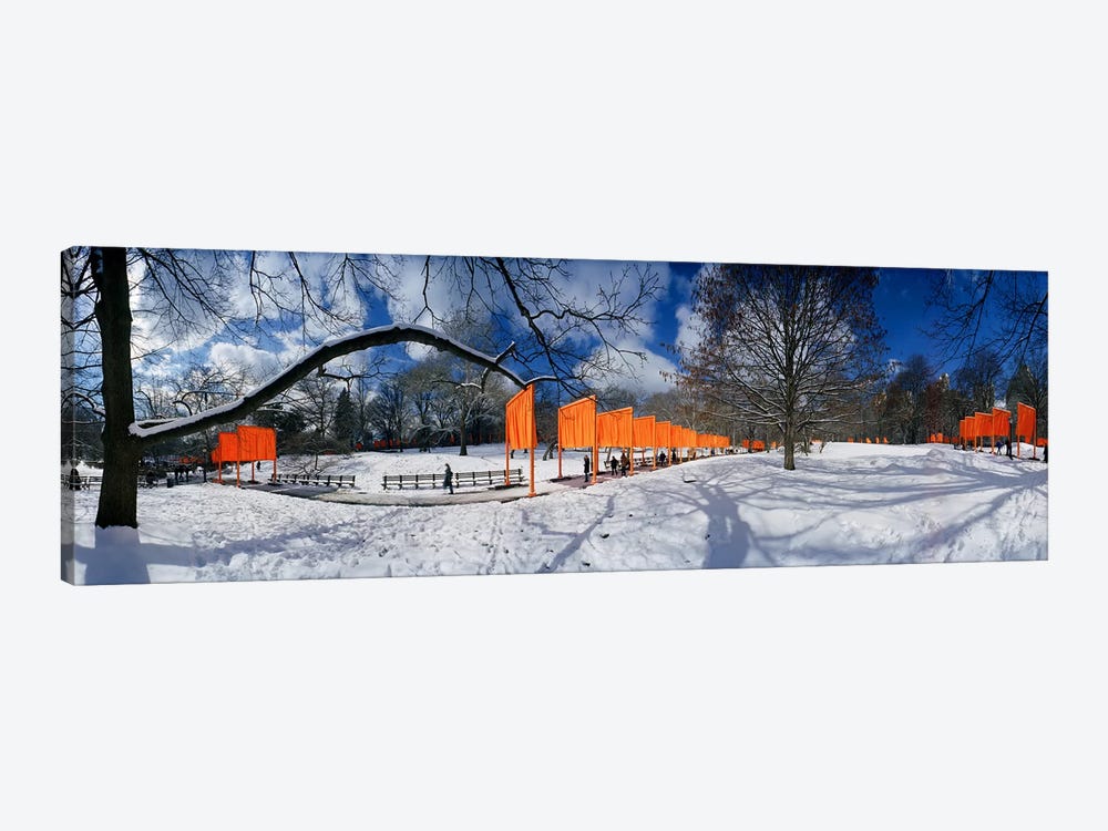 360 degree view of gates in an urban park, The Gates, Central Park, Manhattan, New York City, New York State, USA by Panoramic Images 1-piece Art Print