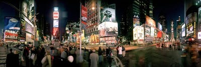 360 degree view of buildings lit up at night, Times Square, Manhattan, New York City, New York State, USA by Panoramic Images multi panel art