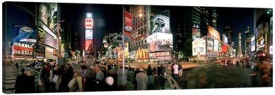 360 degree view of buildings lit up at night, Times Square, Manhattan, New York City, New York State, USA Canvas Art Print - Times Square
