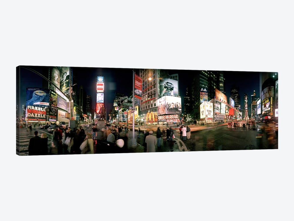 360 degree view of buildings lit up at night, Times Square, Manhattan, New York City, New York State, USA by Panoramic Images 1-piece Canvas Wall Art