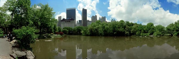 Central Park: 360 degree view of a pond in an urban park, Central Park, Manhattan, New York City, New York State, USA by Panoramic Images