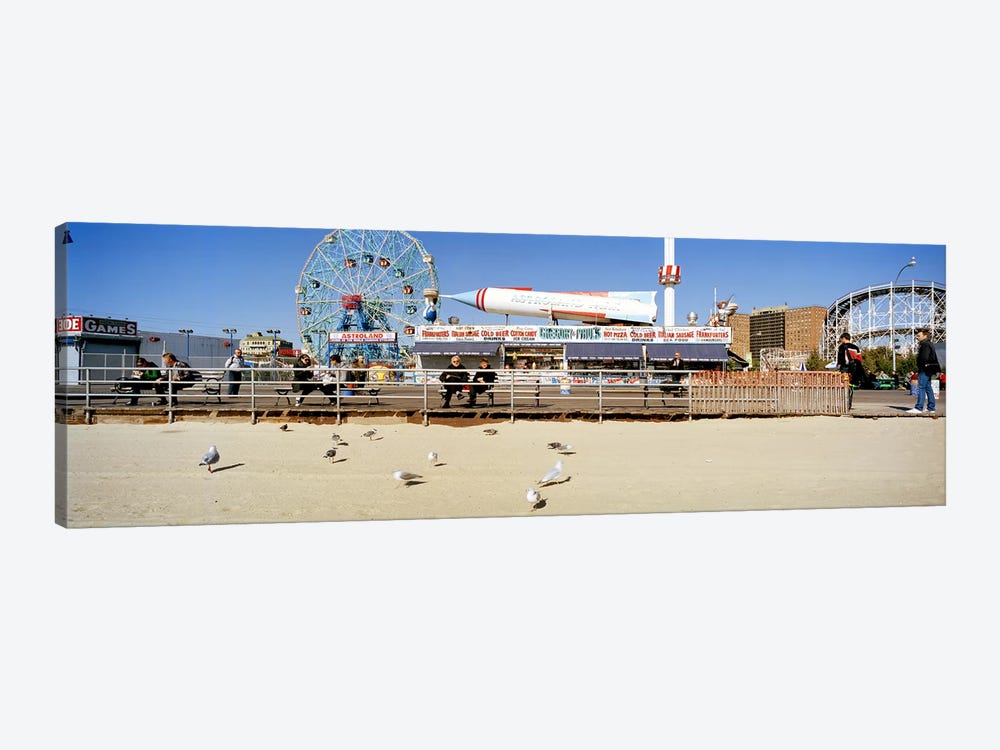 Tourists at an amusement park, Coney Island, Brooklyn, New York City, New York State, USA by Panoramic Images 1-piece Canvas Wall Art