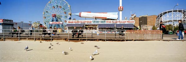 Brooklyn: Tourists at an amusement park, Coney Island, Brooklyn, New York City, New York State, USA by Panoramic Images