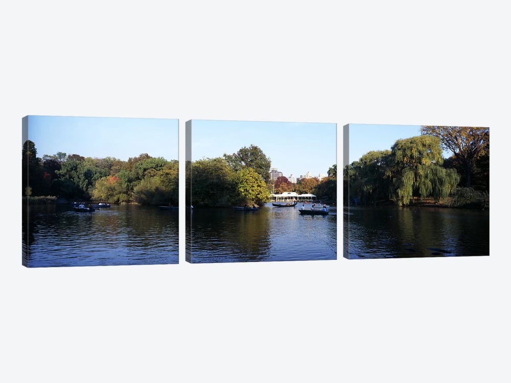 Lake in a park, Central Park, Manhattan, New York City, New York State, USA by Panoramic Images 3-piece Canvas Art