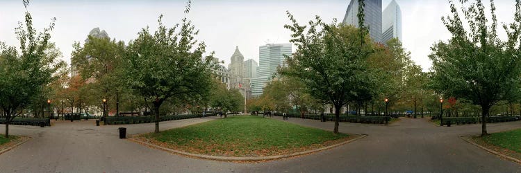 360 degree view of a public park, Battery Park, Manhattan, New York City, New York State, USA