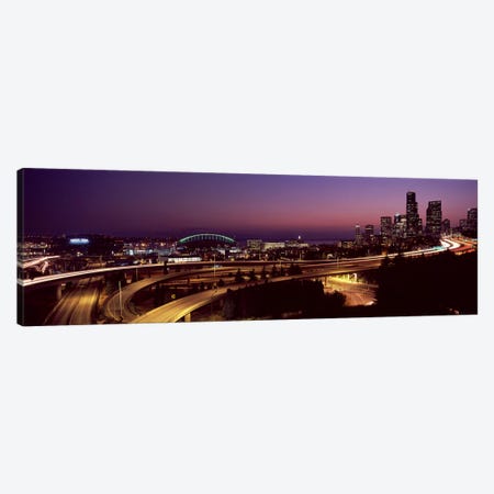 City lit up at night, Seattle, King County, Washington State, USA 2010 Canvas Print #PIM8124} by Panoramic Images Art Print