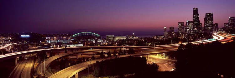 City lit up at night, Seattle, King County, Washington State, USA 2010