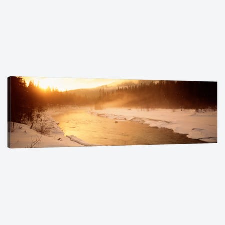 Stream Flowing Through A Snowy Forest Landscape, British Columbia, Canada Canvas Print #PIM813} by Panoramic Images Art Print