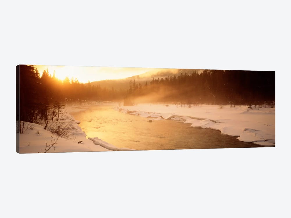 Stream Flowing Through A Snowy Forest Landscape, British Columbia, Canada by Panoramic Images 1-piece Art Print