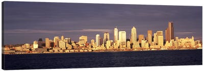 City viewed from Alki Beach, Seattle, King County, Washington State, USA 2010 #2 Canvas Art Print - Seattle Skylines