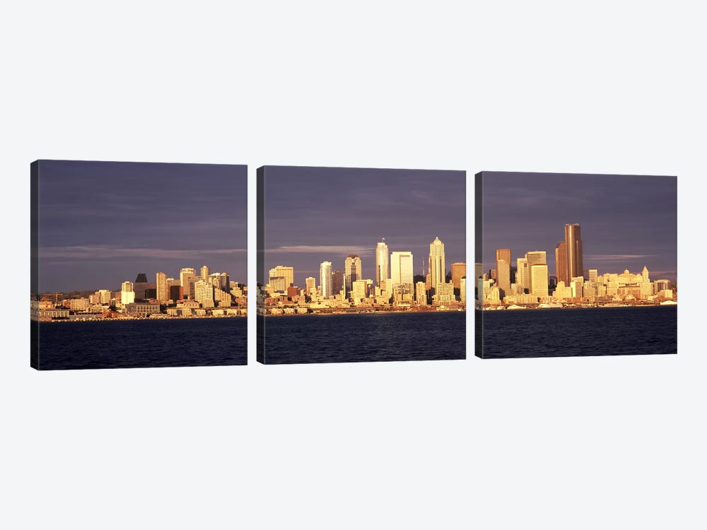 City viewed from Alki Beach, Seattle, King County, Washington State, USA 2010 #2 by Panoramic Images 3-piece Canvas Wall Art