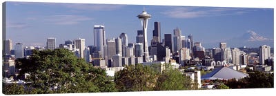 City viewed from Queen Anne Hill, Space Needle, Seattle, King County, Washington State, USA 2010 Canvas Art Print - Washington Art