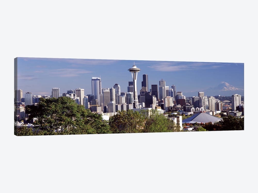 City viewed from Queen Anne Hill, Space Needle, Seattle, King County, Washington State, USA 2010 by Panoramic Images 1-piece Canvas Print