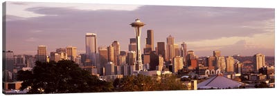 City viewed from Queen Anne HillSpace Needle, Seattle, King County, Washington State, USA Canvas Art Print - Seattle Skylines