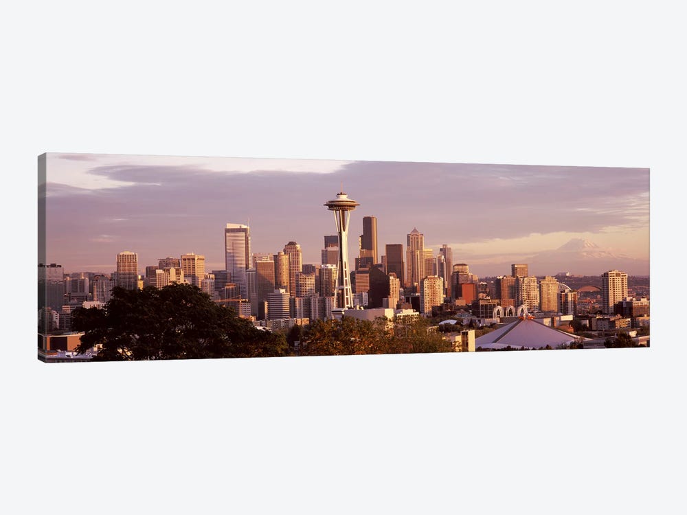 City viewed from Queen Anne HillSpace Needle, Seattle, King County, Washington State, USA by Panoramic Images 1-piece Canvas Artwork