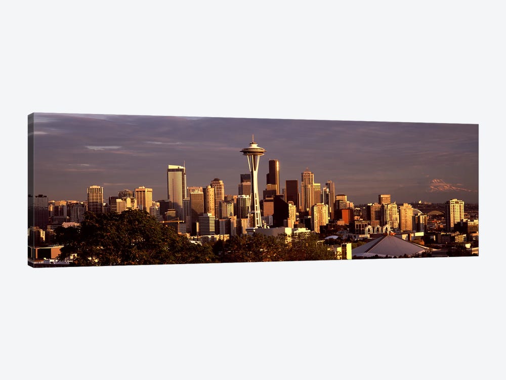 City viewed from Queen Anne Hill, Space Needle, Seattle, King County, Washington State, USA 2010 #2 by Panoramic Images 1-piece Canvas Print