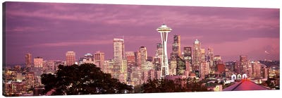 City viewed from Queen Anne Hill, Space Needle, Seattle, King County, Washington State, USA 2010 #5 Canvas Art Print - Washington Art