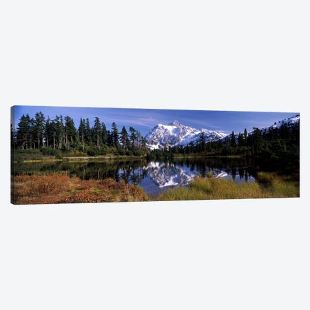 Reflection of mountains in a lake, Mt Shuksan, Picture Lake, North Cascades National Park, Washington State, USA Canvas Print #PIM8152} by Panoramic Images Art Print