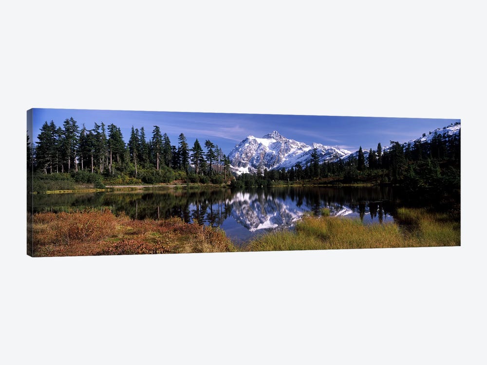 Reflection of mountains in a lake, Mt Shuksan, Picture Lake, North Cascades National Park, Washington State, USA by Panoramic Images 1-piece Canvas Print