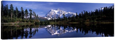 Reflection of mountains in a lake, Mt Shuksan, Picture Lake, North Cascades National Park, Washington State, USA #3 Canvas Art Print