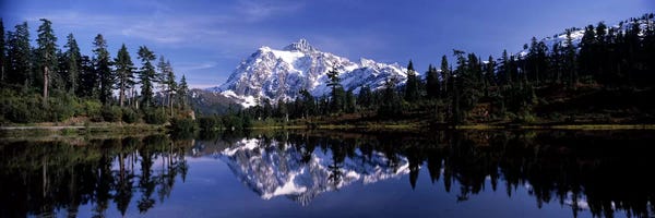 Reflection of mountains in a lake III, Mt Shuksan, Picture Lake, North Cascades National Park, Washington State, USA #3