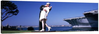 Embracing Peace (Unconditional Surrender) Statue, Tuna Harbor Park, San Diego, California, USA Canvas Art Print - Aircraft Carriers